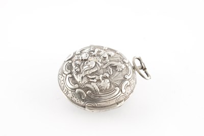 Lot 1290 - G. LEEKEY, LONDON. A GEORGE II SILVER REPOUSSE PAIR CASED POCKET WATCH