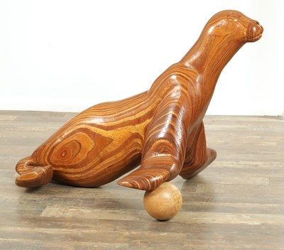 Lot 776 - A STYLISH PLYWOOD SCULPTURE OF AN SEA LION