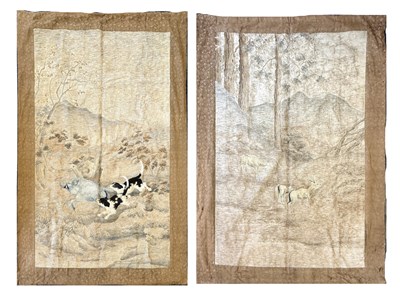 Lot 337 - A PAIR OF 19TH CENTURY JAPANESE WALL TAPESTRIES