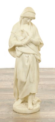 Lot 927 - PIETRO BARZANTI, FLORANCE. AN EARLY 20TH CENTURY CARVED MARBLE STATUE OF A YOUNG LADY