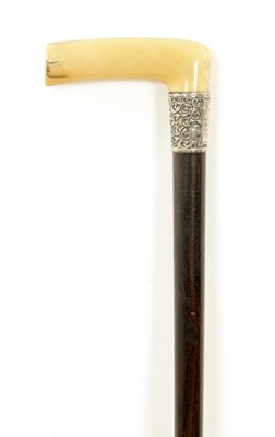 Lot 1065 - A 19TH CENTURY IVORY HANDLED WALKING STICK