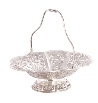 Lot 344 - A LATE 19TH CENTURY CHINESE SILVER BASKET