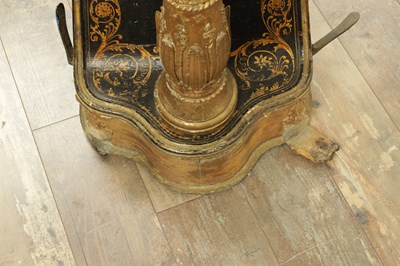 Lot 1039 - THOMAS DODD & SONS, PATENT HARP, 3, BERNERS STREET LONDON. A 19TH CENTURY GILT GESSO NA BLACK LACQUER GRECIAN PEDAL HARP