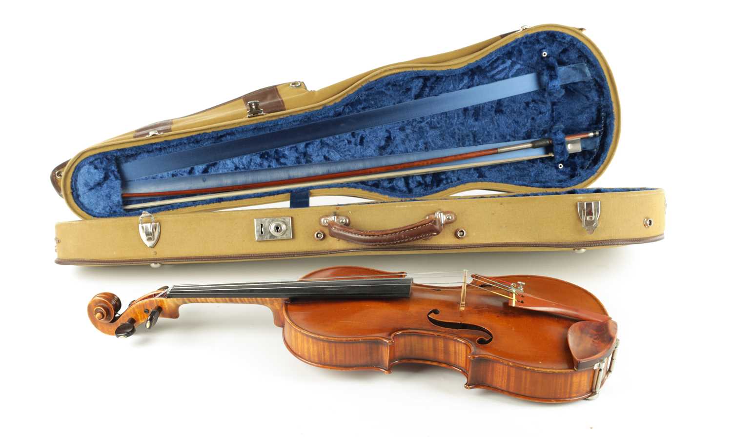 Lot 1034 - A GOOD VIOLIN LABELLED JUSTIN DERAZEY WITH BOW BRANDED F.N. VOIRIN, PARIS