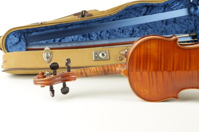 Lot 1034 - A GOOD VIOLIN LABELLED JUSTIN DERAZEY WITH BOW BRANDED F.N. VOIRIN, PARIS