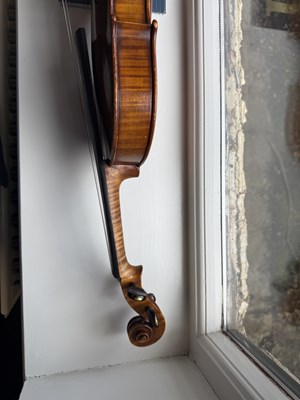 Lot 1034 - A GOOD VIOLIN LABELLED JUSTIN DERAZEY WITH BOW BRANDED F.N. VOIRIN, PARIS