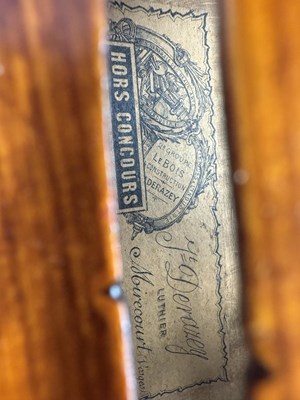 Lot 1034 - A GOOD VIOLIN LABELLED JUSTIN DERAZEY WITH BOW BRANDED F.N. VOIRIN, PARIS