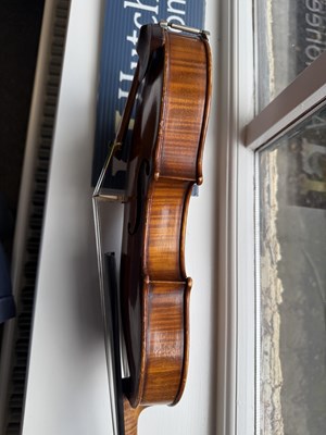 Lot 1034 - A GOOD VIOLIN LABELLED JUSTIN DERAZEY WITH BOW BRANDED F.N. VOIRIN, PARIS