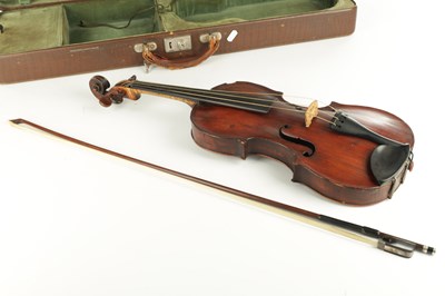 Lot 1031 - AN ANTIQUE ENGLISH VIOLIN WITH SILVER MOUNTED BOW