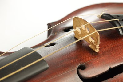 Lot 1031 - AN ANTIQUE ENGLISH VIOLIN WITH SILVER MOUNTED BOW