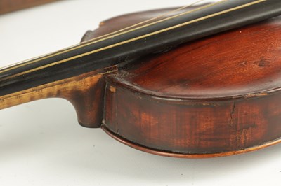 Lot 1031 - AN ANTIQUE ENGLISH VIOLIN WITH SILVER MOUNTED BOW