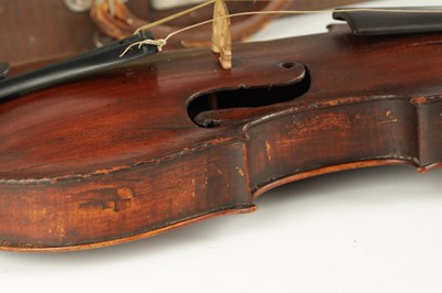 Lot 1031 - AN ANTIQUE ENGLISH VIOLIN WITH SILVER MOUNTED BOW
