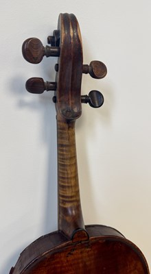 Lot 1031 - AN ANTIQUE ENGLISH VIOLIN WITH SILVER MOUNTED BOW