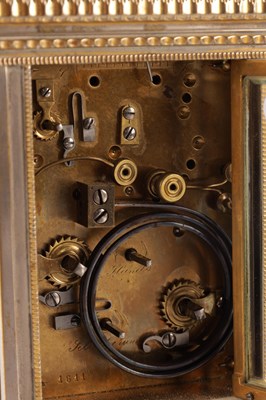 Lot 1515 - A LATE 19TH CENTURY FRENCH REPEATING GRAND SONNERIE EIGHT-DAY CARRIAGE CLOCK WITH GILT FILIGREE PANELS