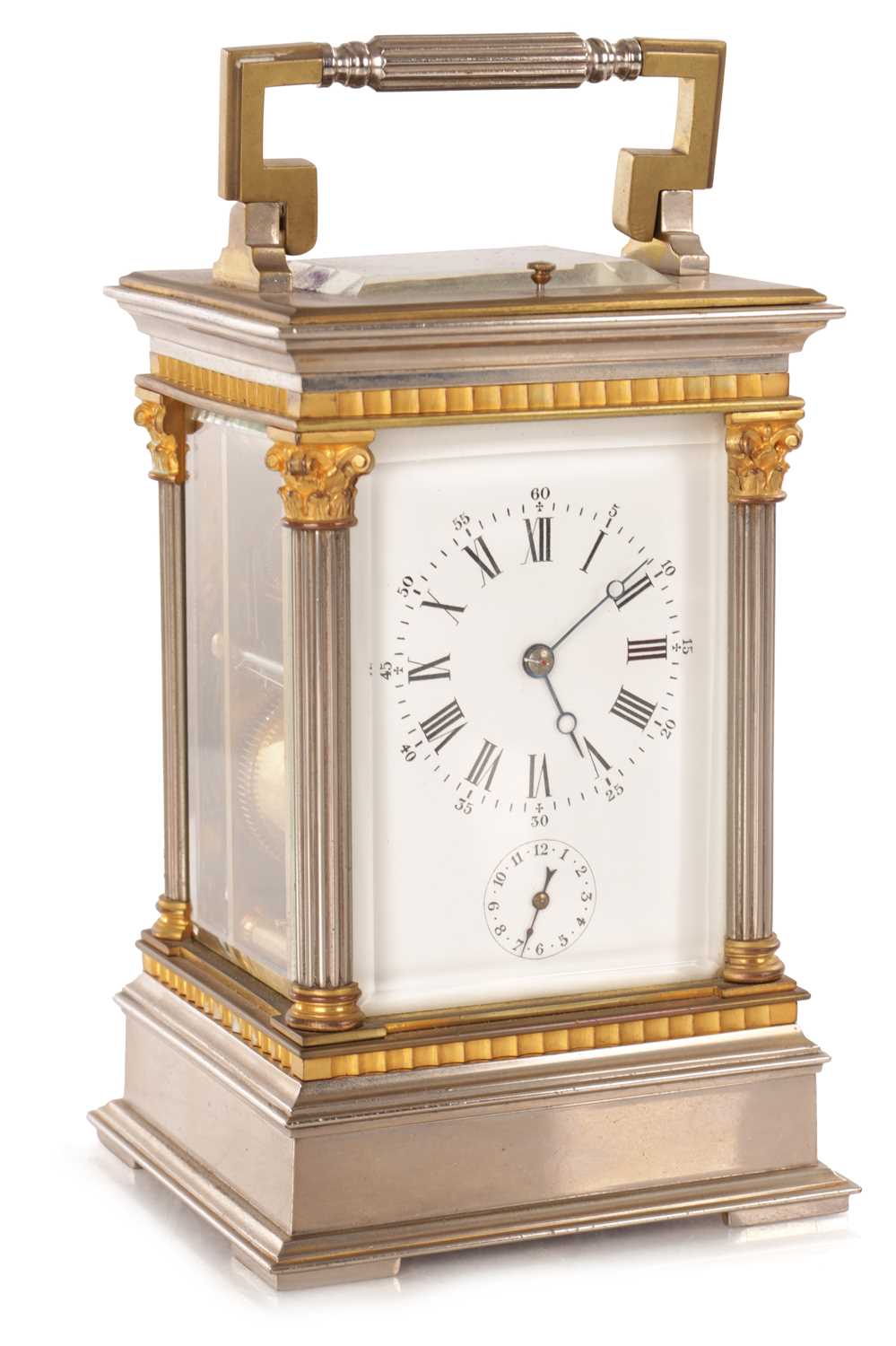 Lot 1359 - A LARGE LATE 19TH CENTURY FRENCH REPEATING EIGHT-DAY CORINTHIAN CASED CARRIAGE CLOCK