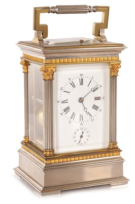 Lot 1359 - A LARGE LATE 19TH CENTURY FRENCH REPEATING EIGHT-DAY CORINTHIAN CASED CARRIAGE CLOCK