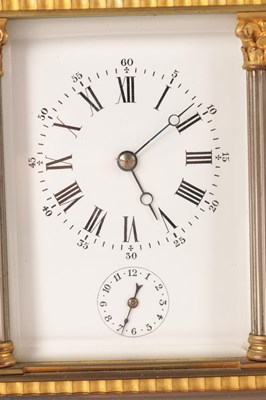 Lot 1359 - A LARGE LATE 19TH CENTURY FRENCH REPEATING EIGHT-DAY CORINTHIAN CASED CARRIAGE CLOCK