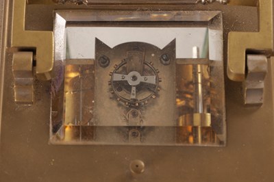 Lot 1359 - A LARGE LATE 19TH CENTURY FRENCH REPEATING EIGHT-DAY CORINTHIAN CASED CARRIAGE CLOCK