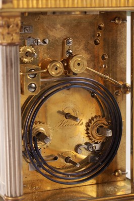 Lot 1359 - A LARGE LATE 19TH CENTURY FRENCH REPEATING EIGHT-DAY CORINTHIAN CASED CARRIAGE CLOCK