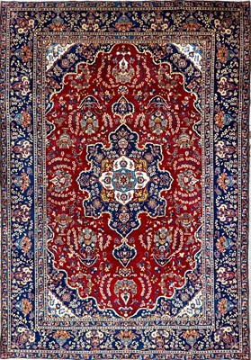 Lot 737 - A FINE HAND KNOTTED PERSIAN YAZD CARPET