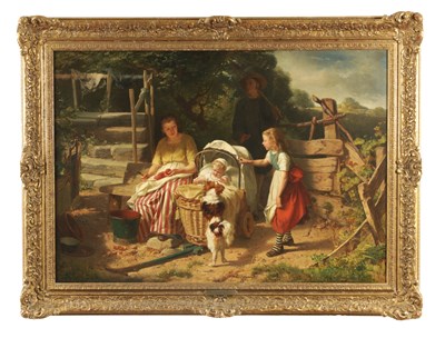 Lot 1218 - THÉODORE GÉRARD (BELGIAN, 1829-1895) A 19TH CENTURY OIL ON BOARD COUNTRY FAMILY GROUP