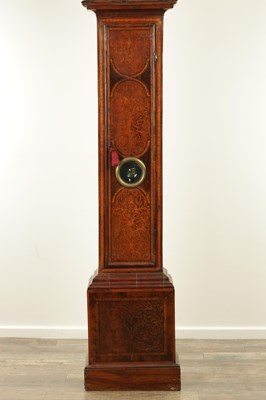 Lot 1563 - JOSEPH WINDMILLS, LONDON. AN EARLY 18TH CENTURY PANELLED SEAWEED MARQUETRY 11" SQUARE BRASS DIAL EIGHT-DAY LONGCASE CLOCK