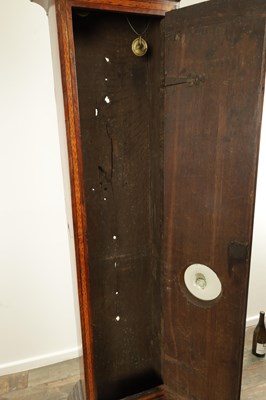 Lot 1563 - JOSEPH WINDMILLS, LONDON. AN EARLY 18TH CENTURY PANELLED SEAWEED MARQUETRY 11" SQUARE BRASS DIAL EIGHT-DAY LONGCASE CLOCK