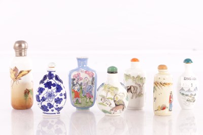 Lot 371 - A COLLECTION OF SEVEN CHINESE PORCELAIN SNUFF BOTTLES