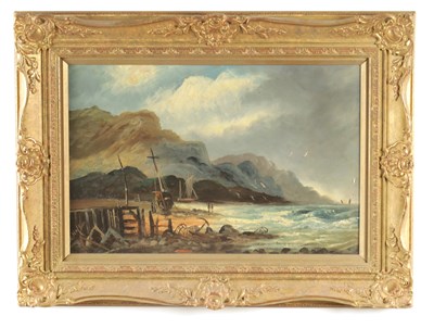 Lot 1149 - WILIAM MATTHEW HALE (1849 - 1929). A LATE 19TH / EARLY 20TH CENTURY OIL ON BOARD COASTAL BEACH SCENE