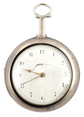 Lot 1285 - HUGH GARRETT, ORMSKIRK. A SILVER PAIR CASED VERGE POCKET WATCH