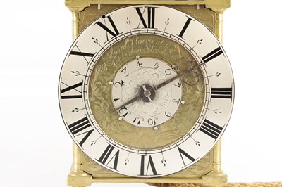 Lot 1518 - EDWARD NORRIS AT THE CROSS KEYS CATEEATON STREET. A 17TH CENTURY BRASS LANTERN CLOCK WITH BALANCE WHEEL ESCAPEMENT