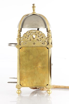 Lot 1518 - EDWARD NORRIS AT THE CROSS KEYS CATEEATON STREET. A 17TH CENTURY BRASS LANTERN CLOCK WITH BALANCE WHEEL ESCAPEMENT