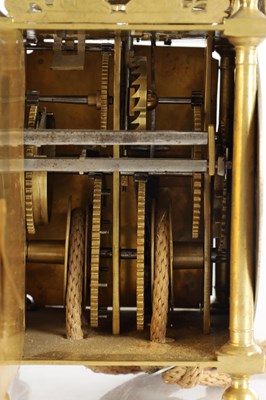 Lot 1518 - EDWARD NORRIS AT THE CROSS KEYS CATEEATON STREET. A 17TH CENTURY BRASS LANTERN CLOCK WITH BALANCE WHEEL ESCAPEMENT