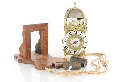 Lot 1518 - EDWARD NORRIS AT THE CROSS KEYS CATEEATON STREET. A 17TH CENTURY BRASS LANTERN CLOCK WITH BALANCE WHEEL ESCAPEMENT