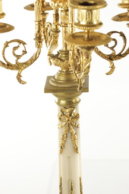 Lot 1354 - A LARGE LATE 19TH CENTURY ORMOLU AND WHITE MARBLE CLOCK GARNITURE