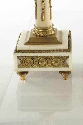 Lot 1354 - A LARGE LATE 19TH CENTURY ORMOLU AND WHITE MARBLE CLOCK GARNITURE