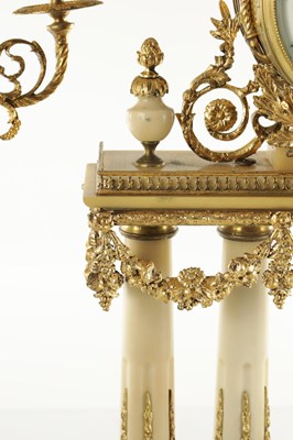 Lot 1354 - A LARGE LATE 19TH CENTURY ORMOLU AND WHITE MARBLE CLOCK GARNITURE