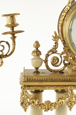 Lot 1354 - A LARGE LATE 19TH CENTURY ORMOLU AND WHITE MARBLE CLOCK GARNITURE