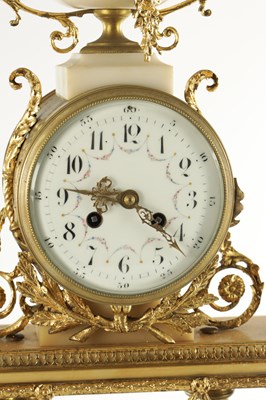 Lot 1354 - A LARGE LATE 19TH CENTURY ORMOLU AND WHITE MARBLE CLOCK GARNITURE