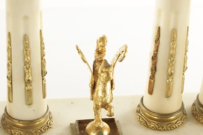 Lot 1354 - A LARGE LATE 19TH CENTURY ORMOLU AND WHITE MARBLE CLOCK GARNITURE