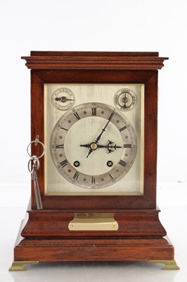 Lot 196 - A LATE 19TH CENTURY GERMAN QUARTER CHIMING BRACKET CLOCK