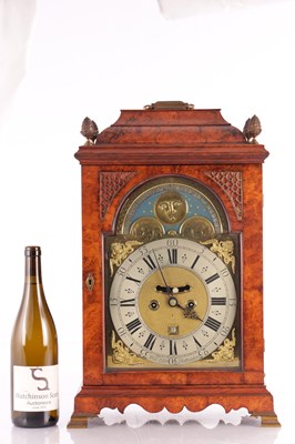 Lot 1432 - WILLIAM GIB, ROTTERDAM. AN EARLY 18TH CENTURY BURR WALNUT DUTCH EIGHT-DAY PULL QUARTER REPEAT BRACKET CLOCK WITH MOONPHASE