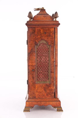 Lot 1432 - WILLIAM GIB, ROTTERDAM. AN EARLY 18TH CENTURY BURR WALNUT DUTCH EIGHT-DAY PULL QUARTER REPEAT BRACKET CLOCK WITH MOONPHASE