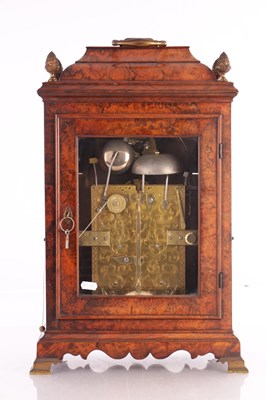 Lot 1432 - WILLIAM GIB, ROTTERDAM. AN EARLY 18TH CENTURY BURR WALNUT DUTCH EIGHT-DAY PULL QUARTER REPEAT BRACKET CLOCK WITH MOONPHASE