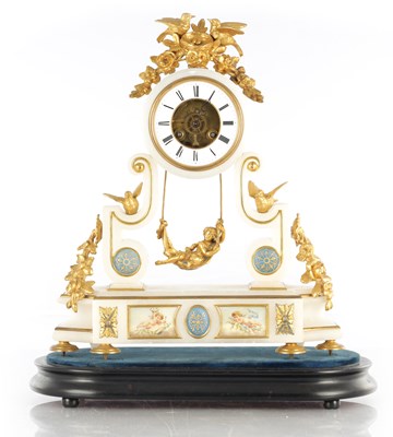 Lot 1545 - A LATE 19TH CENTURY FRENCH SWINGING PENDULUM MANTEL CLOCK