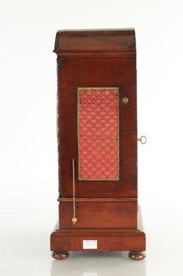 Lot 1333 - CALEB CHITTY, KENNINGTON. A WILLIAM IV FIGURED MAHOGANY BRACKET CLOCK AND BRACKET
