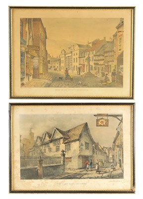 Lot 1143 - TWO 18TH CENTURY COLOURED PRINTS BY J. FLOWER DEPICTING LEICESTER TOWN SCENES