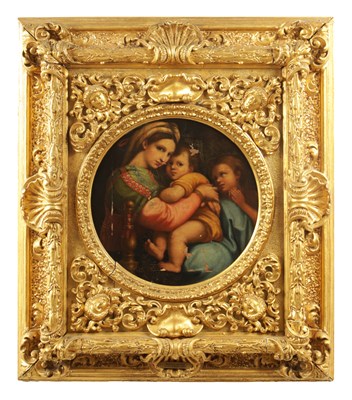 Lot 1121 - AFTER RAFFAELLO, MADONNA DELL SEGGIOLA AN 18TH / 19TH CENTURY OIL ON CANVAS