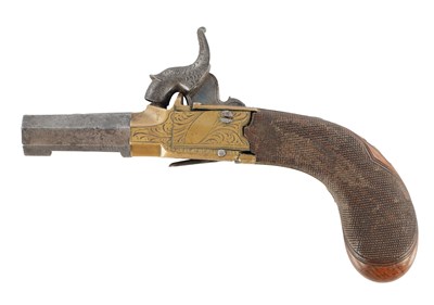 Lot 705 - A 19TH CENTURY BRASS FRAMED BOXLOCK PISTOL