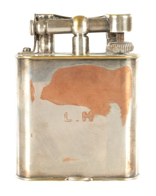 Lot 241 - A VINTAGE SILVER PLATED LIFT ARM TABLE LIGHTER BY DUNHILL